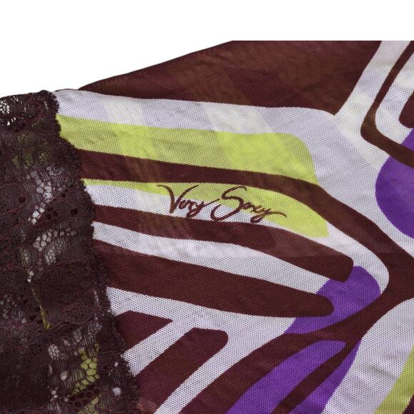 Y2K Victoria's Secret Purple Abstract Micro Mesh Lingerie Camisole Mini Dress - Picture 6 of 6